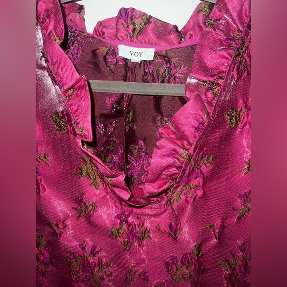 Voy Brocade Floral Pink Dress S/M - Picture 10 of 11